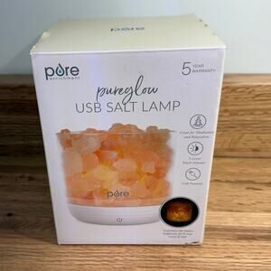 Pure Enrichment PureGlow USB Himalayan Salt Lamp Touch Dimmer New Open Box